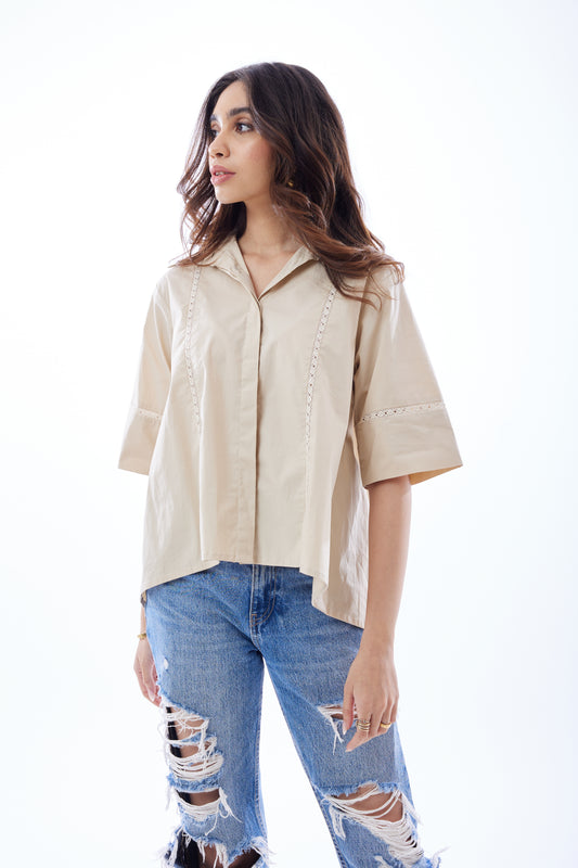 Sage Pleated Shirt